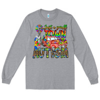 Heather Grey Just a Girl Small Town Autism Long Sleeve Tee - CowhideDigitalArt