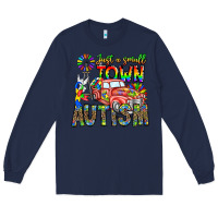 Navy Just a Girl Small Town Autism Long Sleeve Tee - CowhideDigitalArt