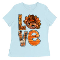 Baby Blue thanksgiving with turkey love bbs Ladies Tee - BundleAndBundleShop