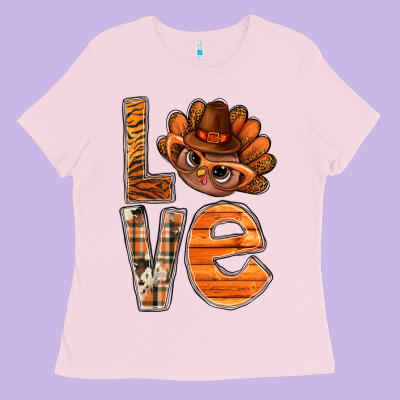 Thanksgiving With Turkey Love Bbs Ladies Tee Designed By Bundleandbundleshop