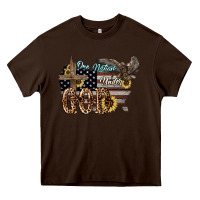 Chocolate Brown One nation under god 4th of july Heavy Core Tee - HowdyJamesFarm