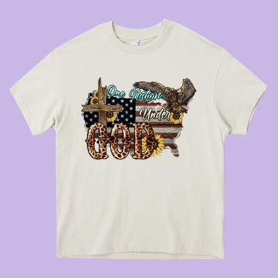 One Nation Under God 4th Of July Heavy Core Tee Designed By Howdyjamesfarm