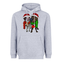 Heather Grey two christmas heifers Heavyweight Hoodie - RanaPortraitStore