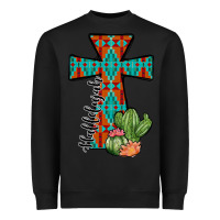 Black aztec cactus cross Heavyweight Sweatshirt - JahusDesignShop