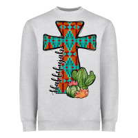 Heather Grey aztec cactus cross Heavyweight Sweatshirt - JahusDesignShop