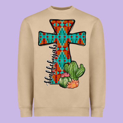 Aztec Cactus Cross Heavyweight Sweatshirt Designed By Jahusdesignshop