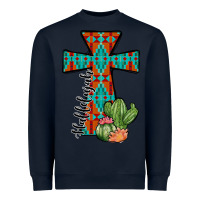 Navy aztec cactus cross Heavyweight Sweatshirt - JahusDesignShop
