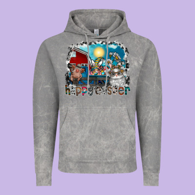 Happy Easter Vintage Hoodie Designed By Cowhidedigitalart