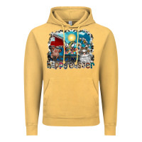 Vintage Mustard Happy Easter Vintage Hoodie - CowhideDigitalArt