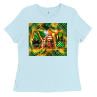 Baby Blue St. Patrick's Day gnome Ladies Tee - FaDigitalArtStudio