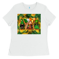 White St. Patrick's Day gnome Ladies Tee - FaDigitalArtStudio