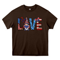 Chocolate Brown 4th Of July love gnome Heavy Core Tee - HowdyJamesFarm