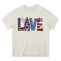 Cream 4th Of July love gnome Heavy Core Tee - HowdyJamesFarm