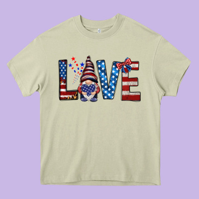 4th Of July Love Gnome Heavy Core Tee Designed By Howdyjamesfarm