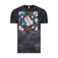 Cloud Black baseball  uniform with turquoise gemstone seamless pattern Vintage Tee - BundleAndBundleShop