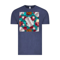 Vintage Denim baseball  uniform with turquoise gemstone seamless pattern Vintage Tee - BundleAndBundleShop