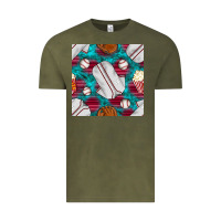 Vintage Olive baseball  uniform with turquoise gemstone seamless pattern Vintage Tee - BundleAndBundleShop
