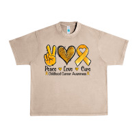 Peace Love Cure Childhood Cancer Urban Heavy Tee | Teevron