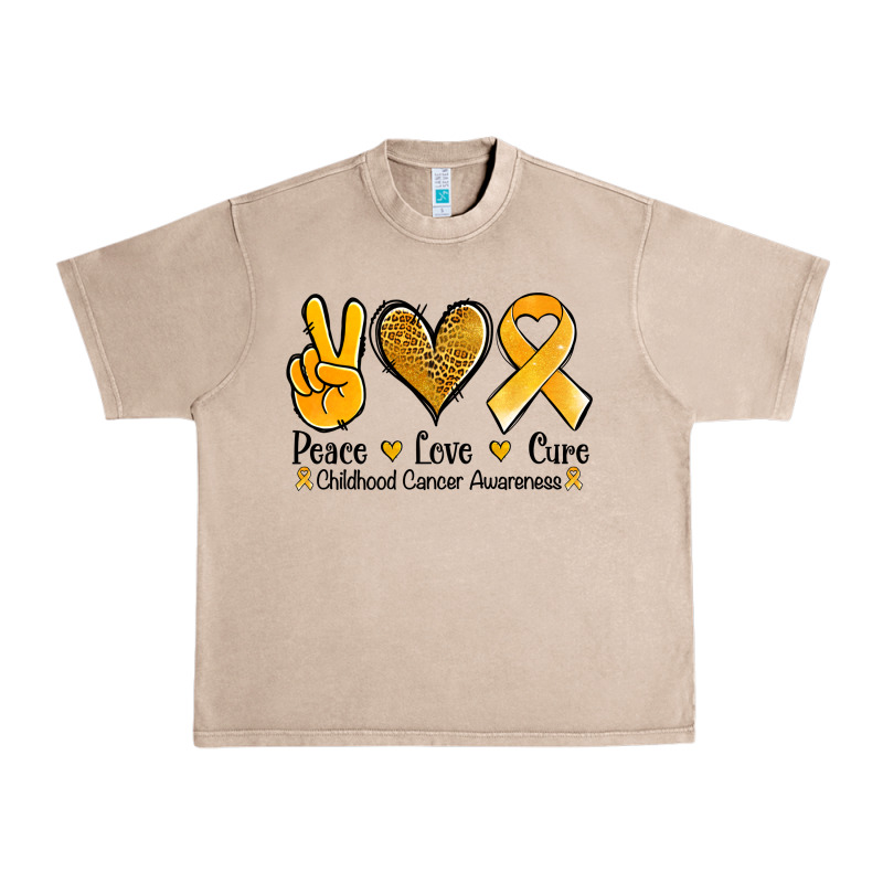 Peace Love Cure Childhood Cancer Urban Heavy Tee by Jasminsmagicworld | Teevron