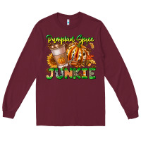 Burgundy Pumpkin Spice Junkie Long Sleeve Tee - CowhideDigitalArt