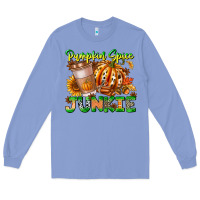 Colony Blue Pumpkin Spice Junkie Long Sleeve Tee - CowhideDigitalArt