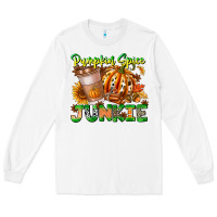 White Pumpkin Spice Junkie Long Sleeve Tee - CowhideDigitalArt