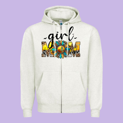Girl Mom Zipper Hoodie Designed By Jahusdesignshop