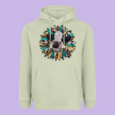Baby Cow With Sunflower Heavyweight Hoodie Designed By Ranaportraitstore