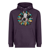 Plum baby cow with sunflower Heavyweight Hoodie - RanaPortraitStore