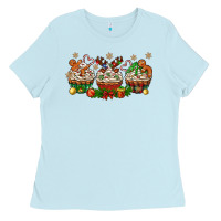 Baby Blue christmas cupcake with gingerbreads bbs Ladies Tee - BundleAndBundleShop