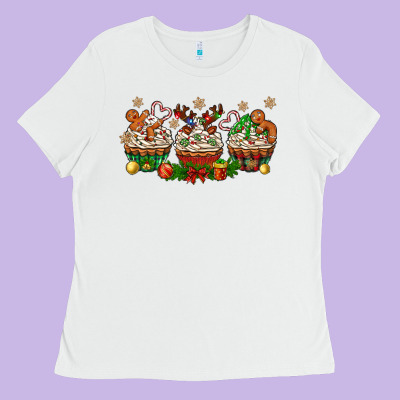 Christmas Cupcake With Gingerbreads Bbs Ladies Tee Designed By Bundleandbundleshop