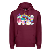 Burgundy Unicorn Coffee Cups Premium Hoodie - Artiststas