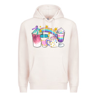 Pale Pink Unicorn Coffee Cups Premium Hoodie - Artiststas