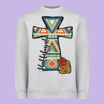Halleluljah Aztec Cross Heavyweight Sweatshirt Designed By Jahusdesignshop