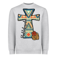 Heather Grey halleluljah aztec cross Heavyweight Sweatshirt - JahusDesignShop