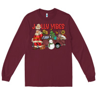 Burgundy Jolly Vibes Long Sleeve Tee - CowhideDigitalArt