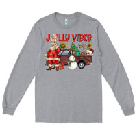 Heather Grey Jolly Vibes Long Sleeve Tee - CowhideDigitalArt