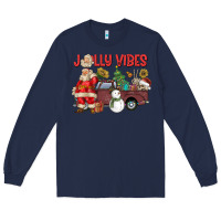 Navy Jolly Vibes Long Sleeve Tee - CowhideDigitalArt