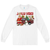 White Jolly Vibes Long Sleeve Tee - CowhideDigitalArt
