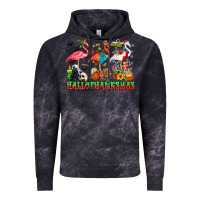 Cloud Black happy hallothanksmas flamingo Vintage Hoodie - CowhideDigitalArt