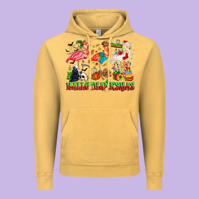 Happy Hallothanksmas Flamingo Vintage Hoodie Designed By Cowhidedigitalart