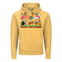 Vintage Mustard happy hallothanksmas flamingo Vintage Hoodie - CowhideDigitalArt