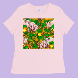 St. Patrick's Day Pig And Candy Pot Of Gold Ladies Tee Designed By Fadigitalartstudio