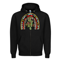 Black christmas cactus rainbow Zipper Hoodie - JahusDesignShop