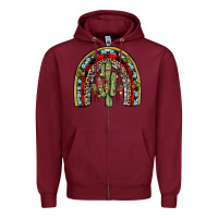 Burgundy christmas cactus rainbow Zipper Hoodie - JahusDesignShop