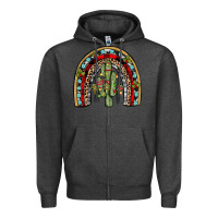 Charcoal Heather christmas cactus rainbow Zipper Hoodie - JahusDesignShop