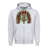 Heather Grey christmas cactus rainbow Zipper Hoodie - JahusDesignShop