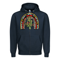 Navy christmas cactus rainbow Zipper Hoodie - JahusDesignShop