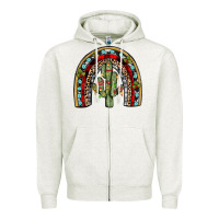 Christmas Cactus Rainbow Zipper Hoodie | Teevron