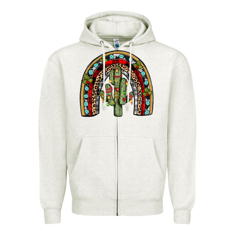 Christmas Cactus Rainbow Zipper Hoodie by JahusDesignShop | Teevron